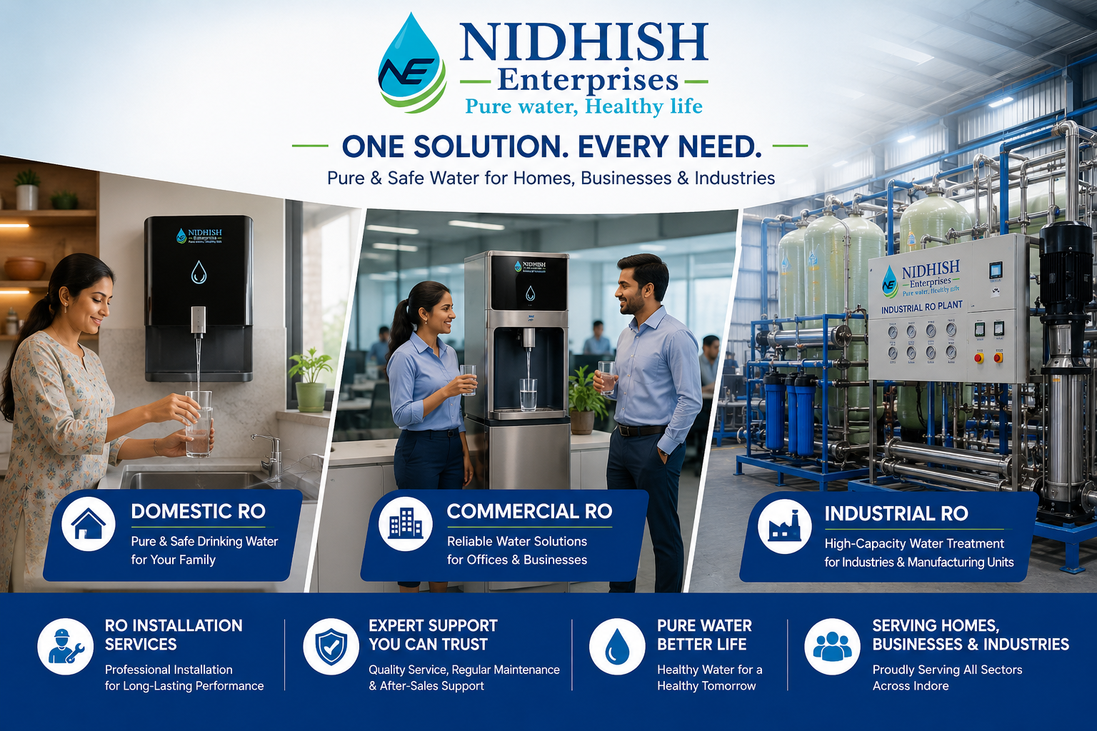 Complete Water Purification Solutions in Indore: A Guide to Domestic, Commercial & Industrial RO Systems