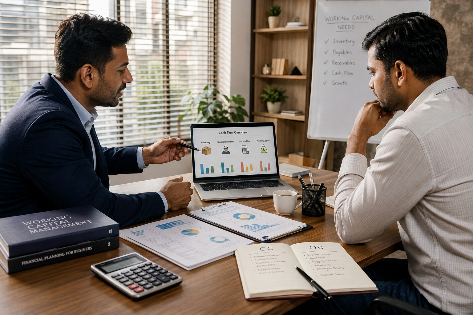 Financial advisor explaining working capital options to an MSME business owner