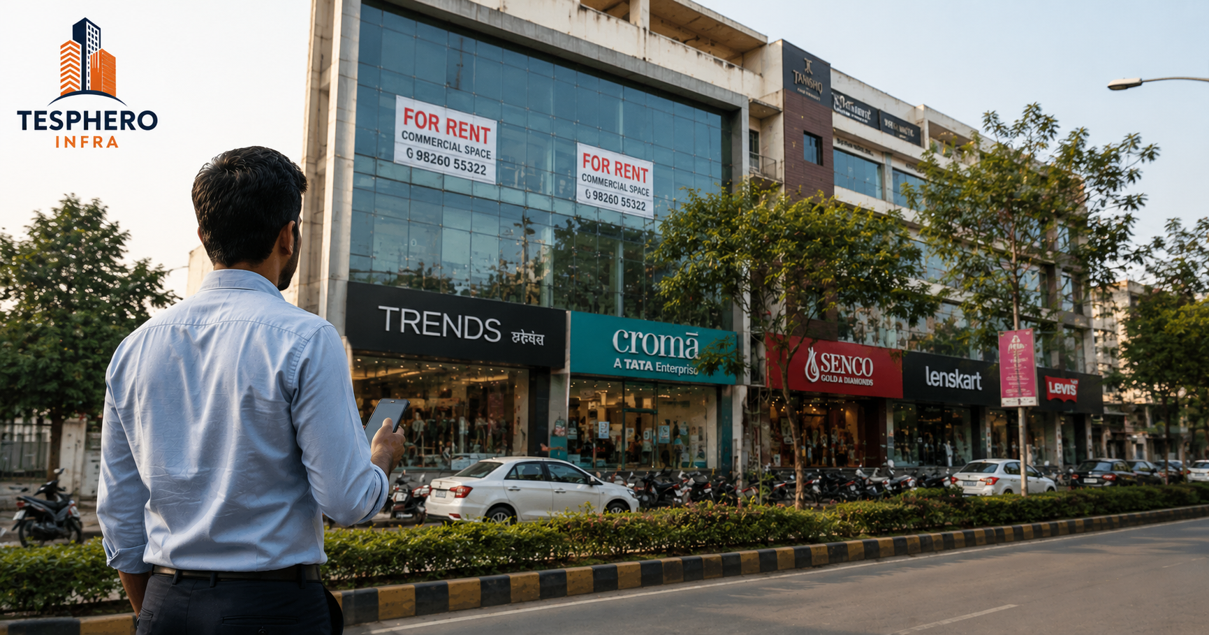 Business owner evaluating a commercial property location in Indore.