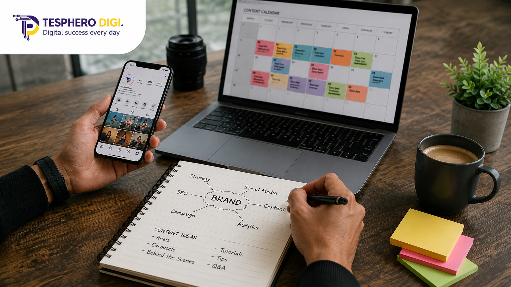 Social media marketing and brand content strategy being planned for an Indian business.